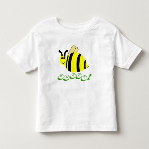 Bee Happy Smiling Yellow Bumble Bee Candy Bits Toddler T_shirt