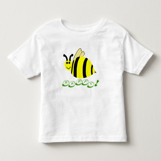Bee Happy Smiling Yellow Bumble Bee Candy Bits Toddler T-shirt (Front)