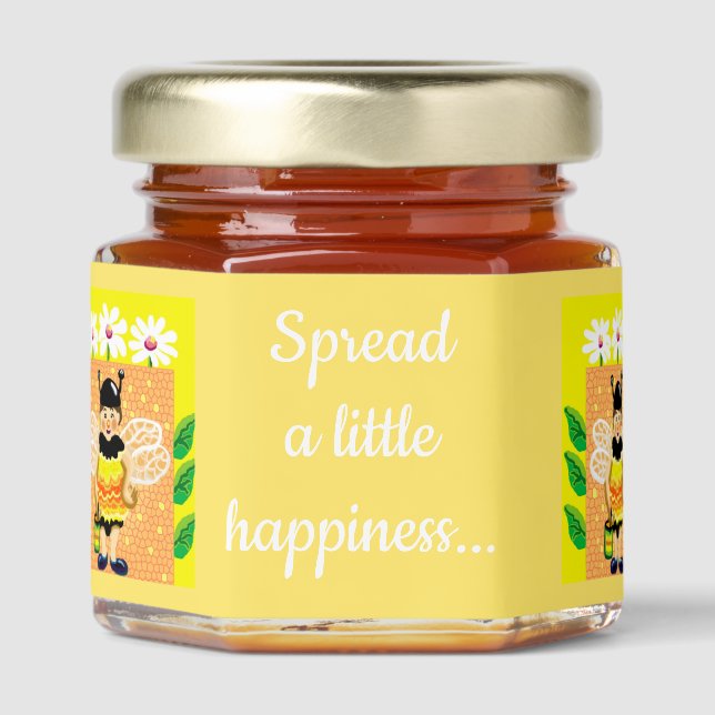 Bee Happy spread a little happiness Honey Jar Favors (Front)