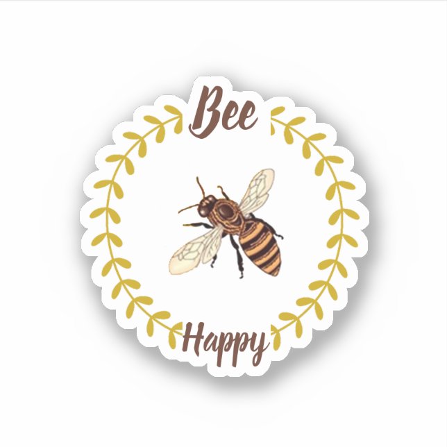 Bee happy sticker (Front)