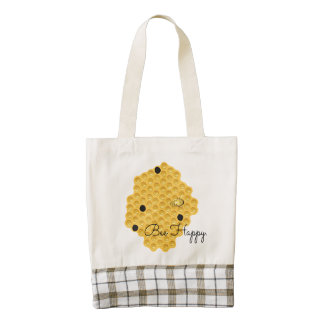 Bee Happy & The Honeycomb Zazzle HEART Tote Bag