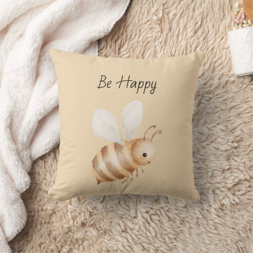 Bee Happy Throw Pillow