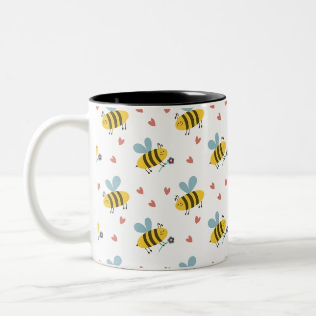Bee Happy  Two-Tone Coffee Mug (Left)