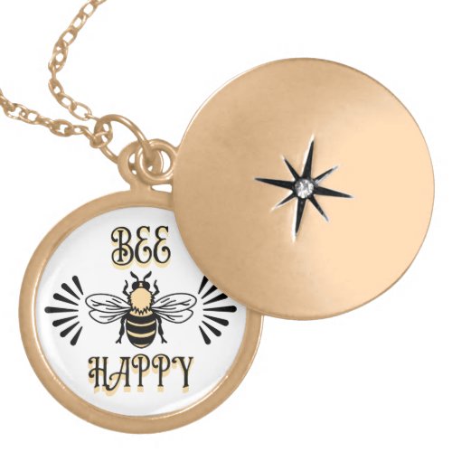 Bee Happy  Vintage Colors Honey Bee Gold Plated Necklace