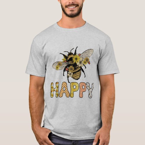 Bee Happy Vintage Sublimation T_Shirt