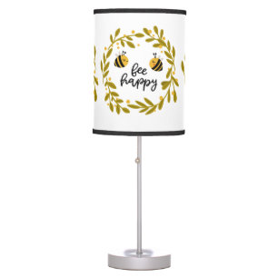 Bee Happy Wreath Yellow   Lampshade Table Lamp