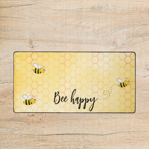 Bee happy yellow honeycomb desk mat