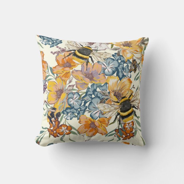 Bee Harmony Throw Pillow (Front)