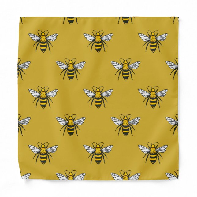 Bee Haven: Vintage Yellow Pattern Bandana (Front)