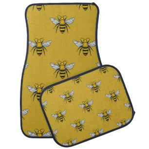 Bee Haven: Vintage Yellow Pattern Car Floor Mat