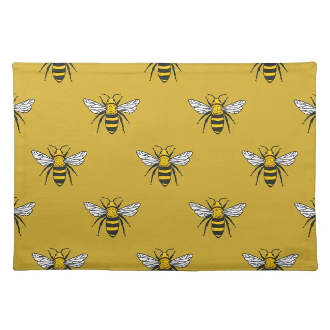 Bee Haven: Vintage Yellow Pattern Cloth Placemat (Front)