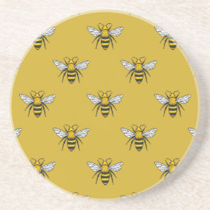 Bee Haven: Vintage Yellow Pattern Coaster