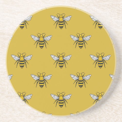Bee Haven Vintage Yellow Pattern Coaster
