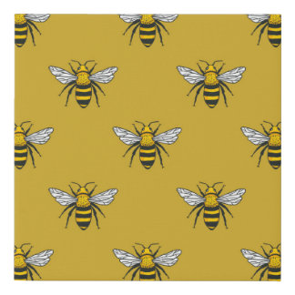 Bee Haven: Vintage Yellow Pattern Faux Canvas Print