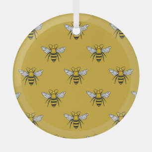 Bee Haven: Vintage Yellow Pattern Glass Ornament