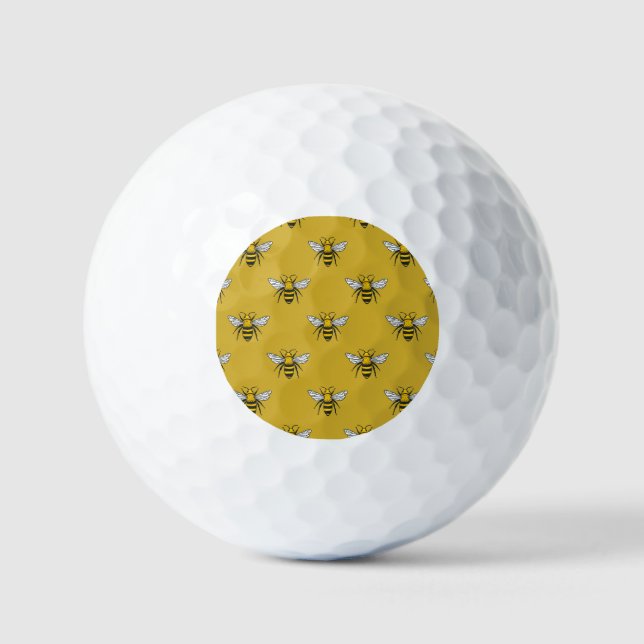 Bee Haven: Vintage Yellow Pattern Golf Balls (Front)