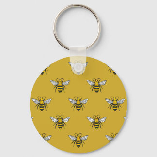 Bee Haven: Vintage Yellow Pattern Keychain