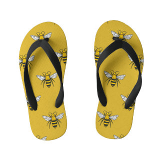 Bee Haven: Vintage Yellow Pattern Kid's Flip Flops