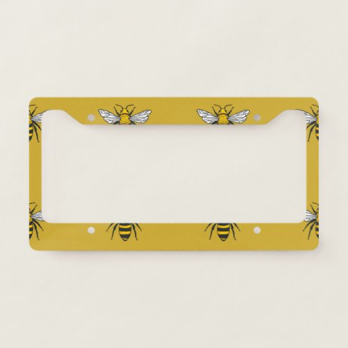 Bee Haven Vintage Yellow Pattern License Plate Frame