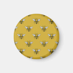 Bee Haven: Vintage Yellow Pattern Magnet