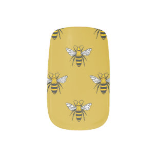 Bee Haven: Vintage Yellow Pattern Minx Nail Art