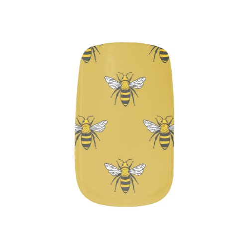 Bee Haven Vintage Yellow Pattern Minx Nail Art