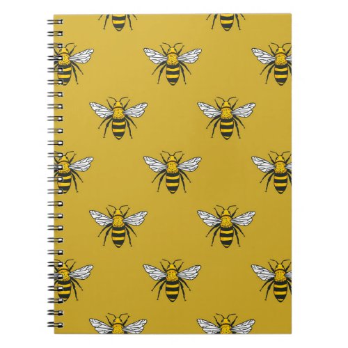 Bee Haven Vintage Yellow Pattern Notebook