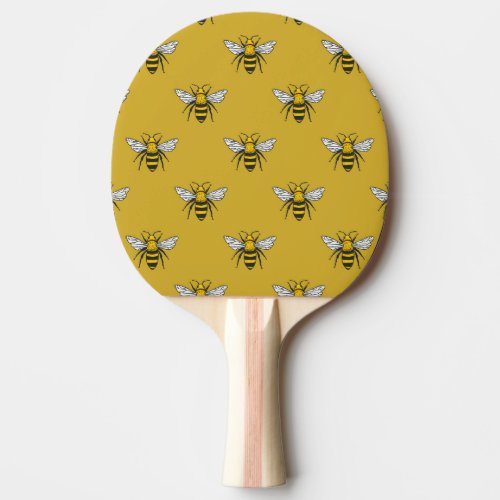 Bee Haven Vintage Yellow Pattern Ping Pong Paddle