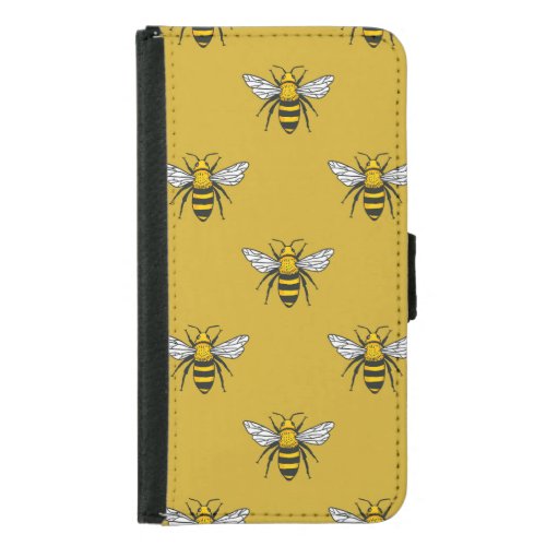 Bee Haven Vintage Yellow Pattern Samsung Galaxy S5 Wallet Case