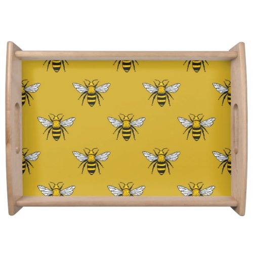 Bee Haven Vintage Yellow Pattern Serving Tray