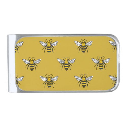 Bee Haven Vintage Yellow Pattern Silver Finish Money Clip