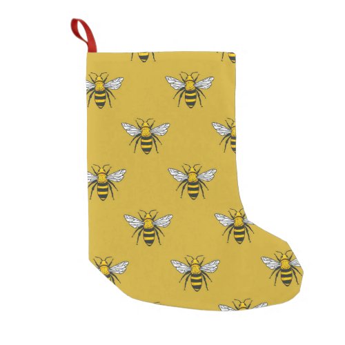 Bee Haven Vintage Yellow Pattern Small Christmas Stocking