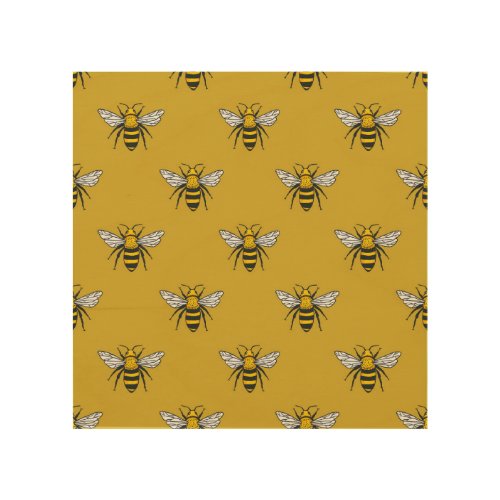 Bee Haven Vintage Yellow Pattern Wood Wall Art