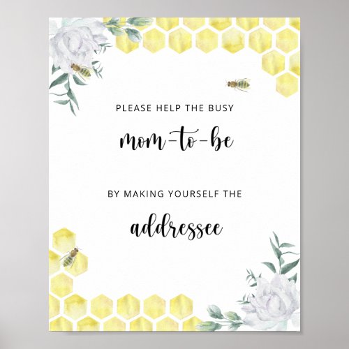 Bee Help the Busy Mom_to_Be Address an Envelope Poster