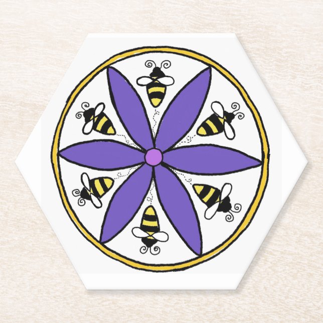 Bee Hex Sign Coaster (Front)