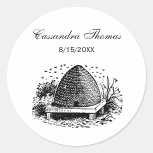 Bee Hive and Bees #1 Heraldic Vintage Classic Round Sticker