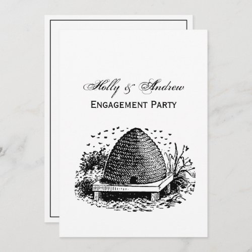 Bee Hive and Bees 1 Heraldic Vintage Invitation