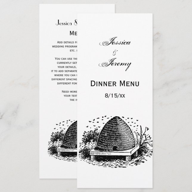 Bee Hive and Bees #1 Heraldic Vintage Invitation (Front/Back)