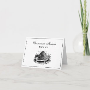 Bee Hive and Bees #1 Heraldic Vintage Letterpress Thank You Card