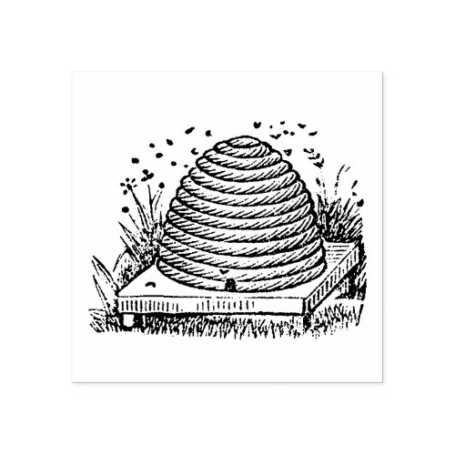 Bee Hive Art Rubber Stamp  