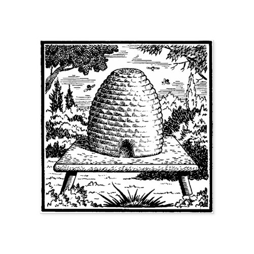 Bee Hive Art Rubber Stamp  