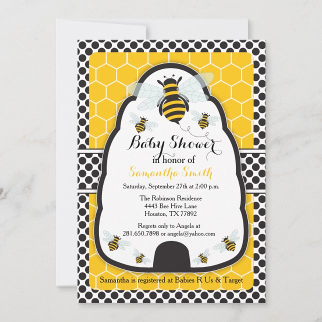 Bee Hive Baby Shower/Birthday Invitation (Front)
