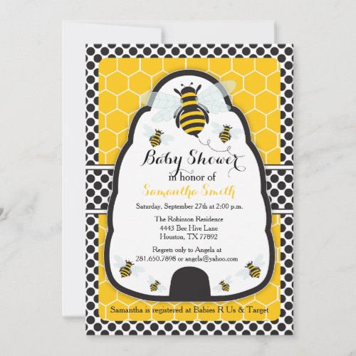 Bee Hive Baby Shower/Birthday Invitation
