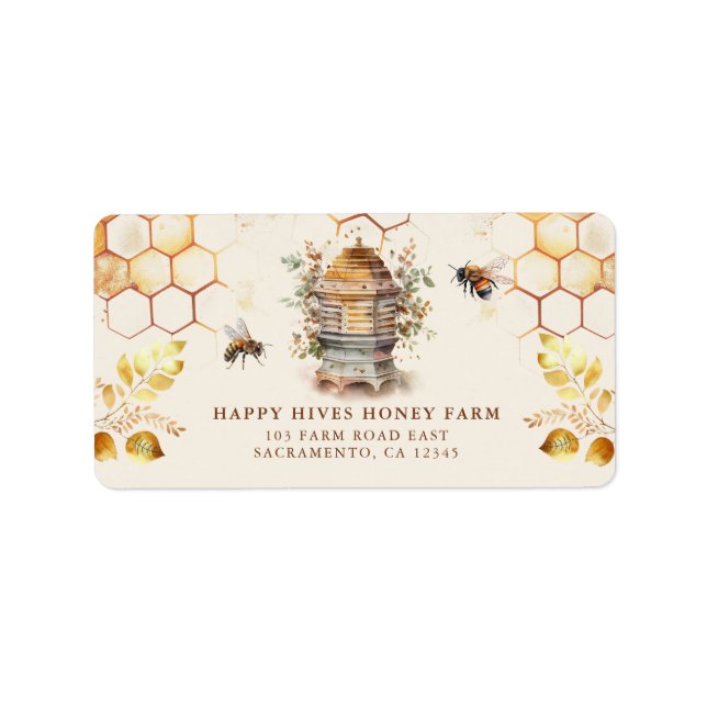 Bee Hive Beekeeper Watercolor  Label (Front)