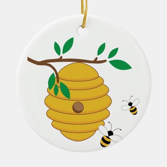 Bee Hive Ceramic Ornament (Front)