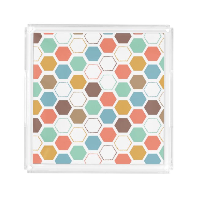 Bee Hive Module Pattern Acrylic Tray (Front)