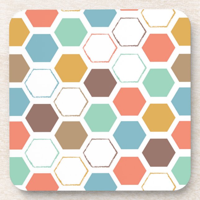 Bee Hive Module Pattern Beverage Coaster (Front)