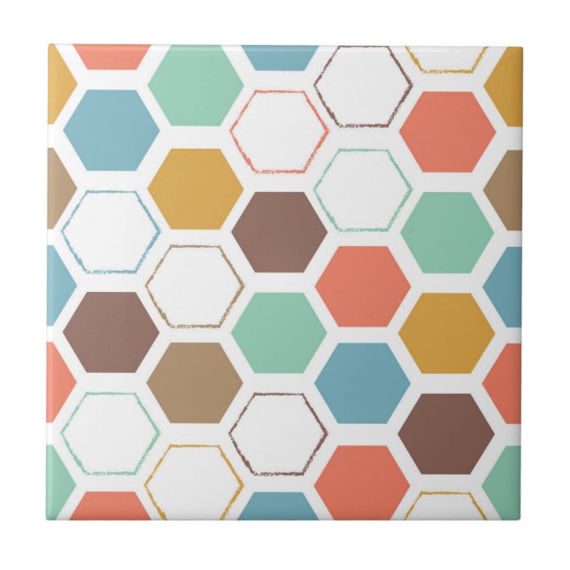 Bee Hive Module Pattern Ceramic Tile (Front)