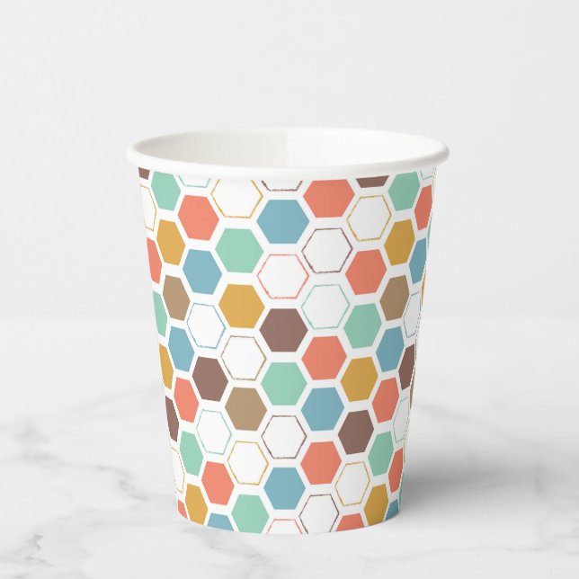 Bee Hive Module Pattern Paper Cups (Left)