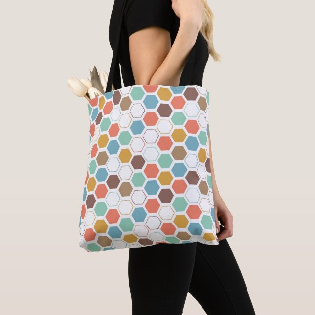 Bee Hive Module Pattern Tote Bag (Close Up)